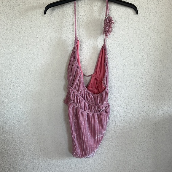 RAMY BROOK Marta Strapless Metallic One Piece Swimsuit In Pink - Picture 13 of 16